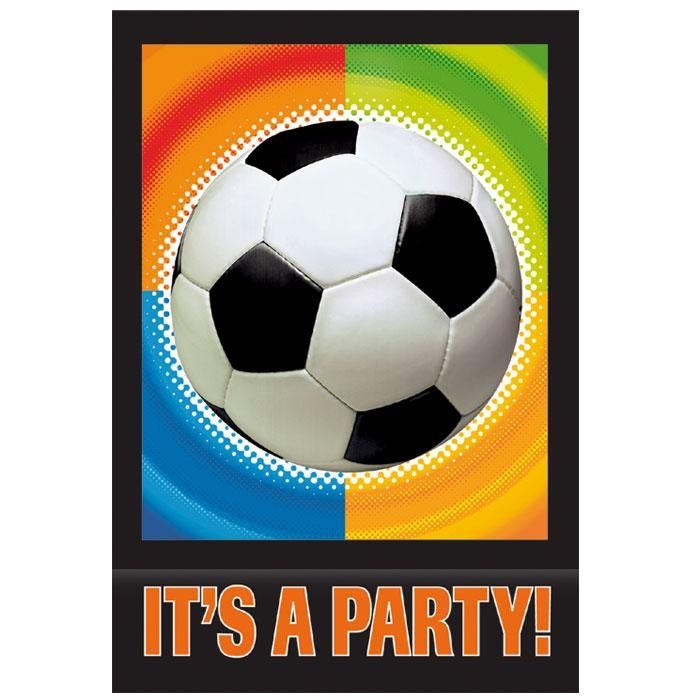 Fußball Einladungen im 8er Pack mit Aufschrift IT'S A PARTY +Umschläge