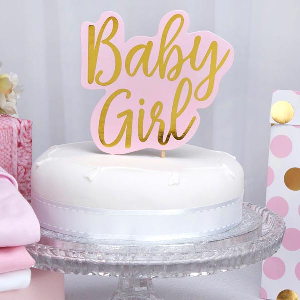 Cake Topper Baby Girl, 1 Stück, 12,5cm x 12cm