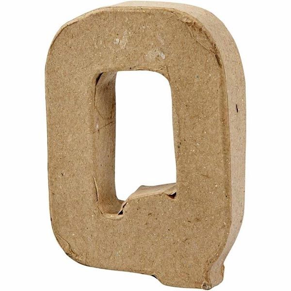 Q Buchstabe, handgearbeitet aus Pappe, zum Bemalen/Bekleben, ca. 10 cm