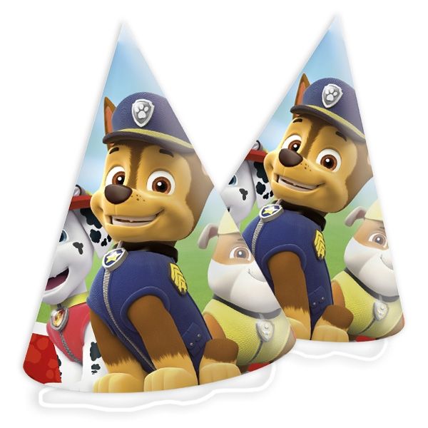 Paw Patrol Partyhütchen im 6er Pck, Papphüte zum Geburtstag