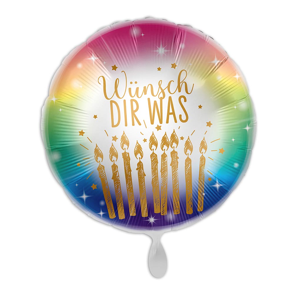 "Wünsch dir was", Geburtstag Erwachsene bunt, Heliumballon Ø 34 cm