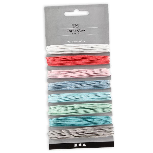 Baumwollband in 8 verschiedenen Farben, je 5m lang