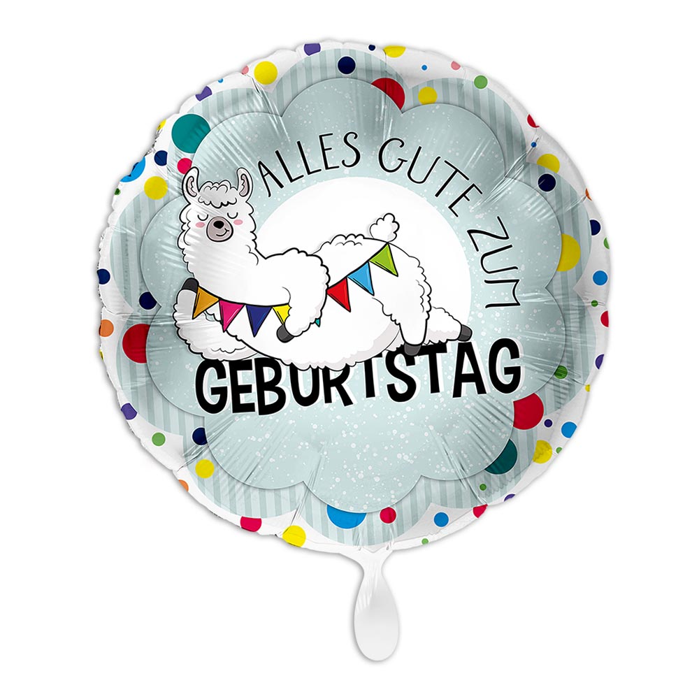 "Geburtstag", Lama, Heliumballon Rund Ø 34 cm