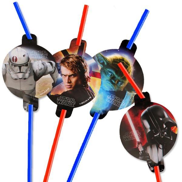 Star Wars Trinkhalme im 8er Pack, Trinkröhrchen aus Plastik mit Motiv