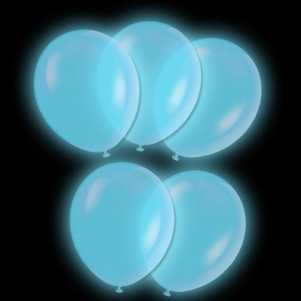 Luftballons LED - 5 Stk, blau leuchtend, 24 h