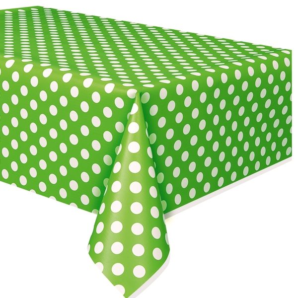 Tischdecke grün+weiße Pkt.,PVC,1,4×2,7m