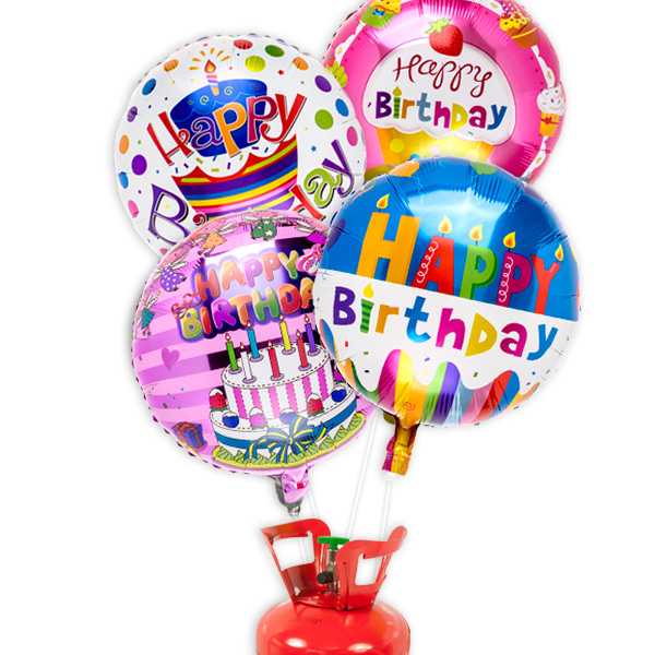 Heliumballon-Set "Happy Birthday", 5-teilig
