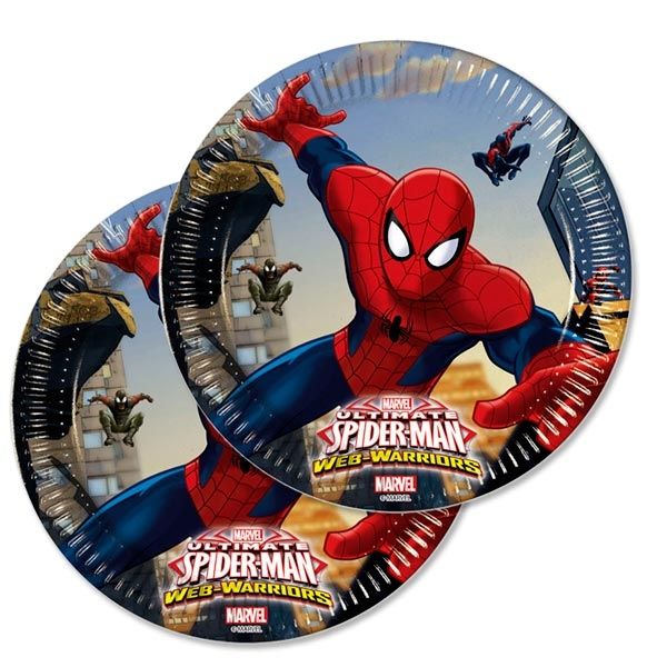 Spiderman Teller 8er Pack, 19,5 cm für Spiderman Themengeburtstag