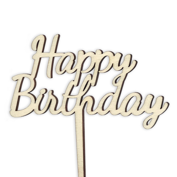 Happy Birthday - Cake Topper aus Holz für Blumentopf Geschenk Dekoration