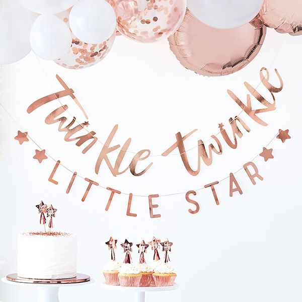 Buchstabenkette, Twinkle Twinkle - Little Star, roségold, 3m x 15cm