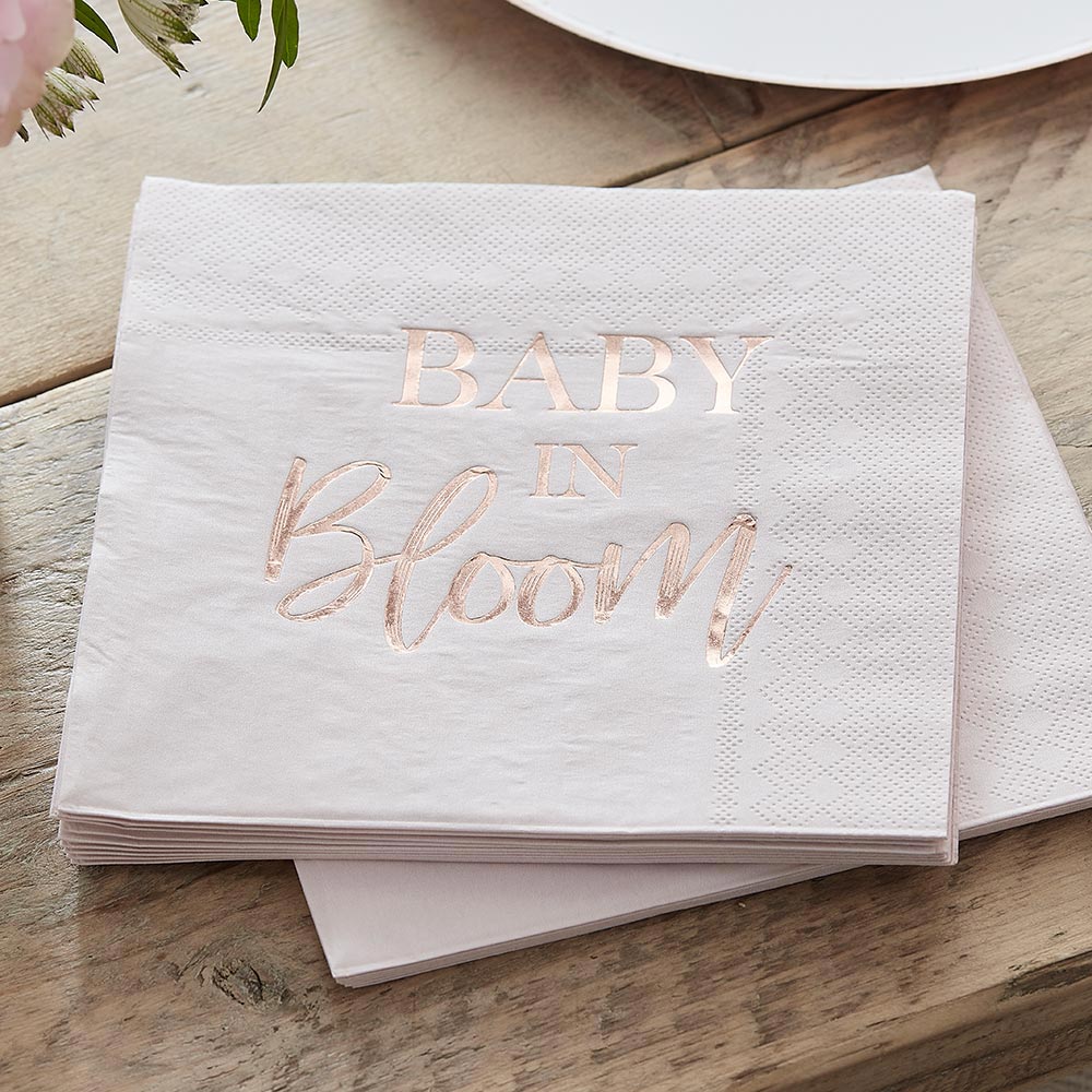 Baby in Bloom Babyparty Deko-Set Mädchen bis 8 Gäste, Tischdeko