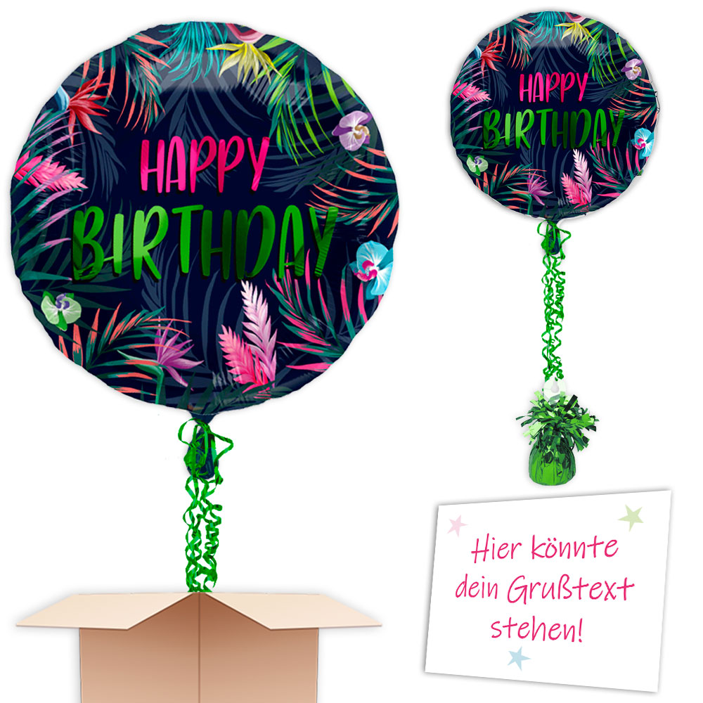 Geburtstagsballon "Happy Birthday" Tropical per Post verschicken