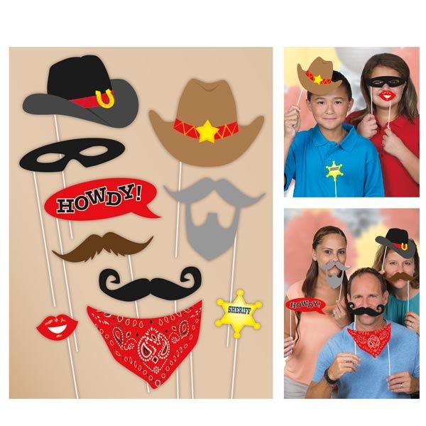Selfie Requisiten für Fotos, 10tlg, Bärte, Masken, Cowboyhüte…