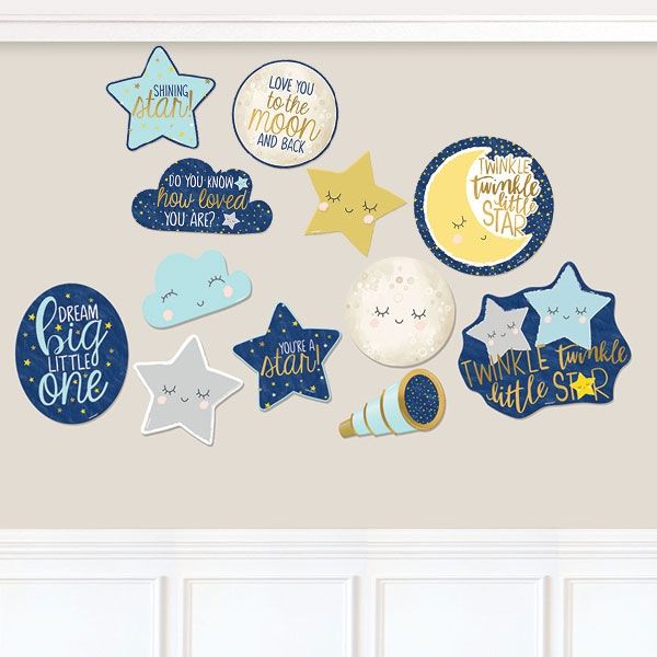 Twinkle - Little Star 12 Motive, Pappe, bis 27,9cm, Babyparty Deko