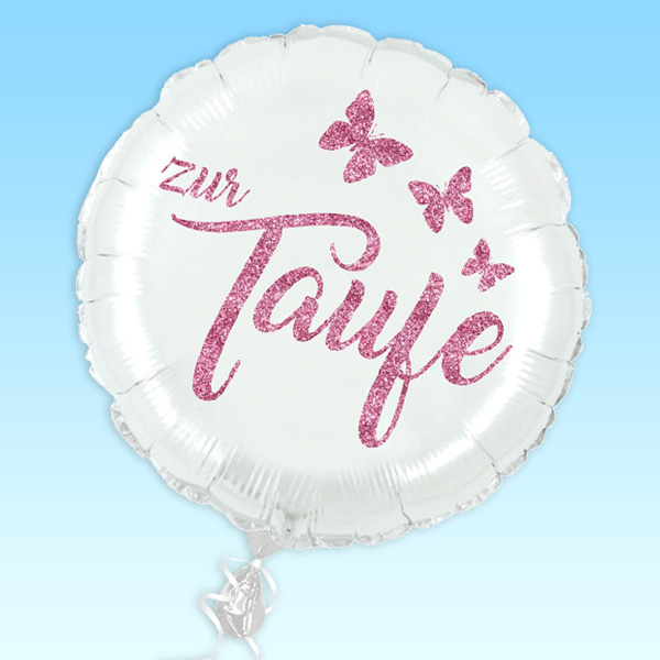 Folienballon zur Taufe in pink, Ø 40cm