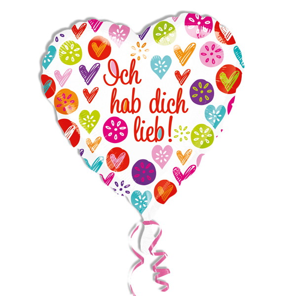 Ballongruß "Ich hab dich lieb!", Folienballon im Karton