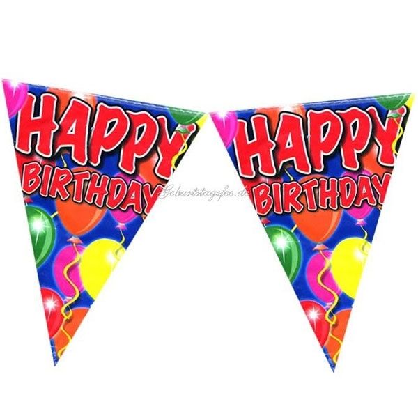 Wimpelkette "Happy Birthday", PVC, 10m, beeindruckende Geburtstagsdeko