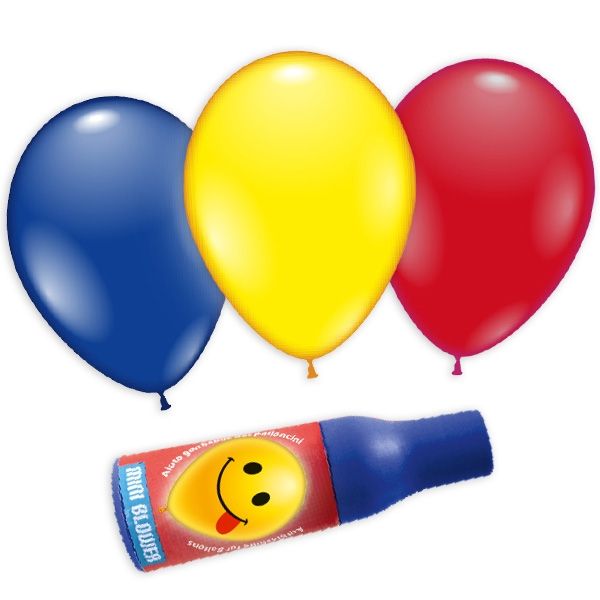Ballons+Aufblashilfe,3er Set,rot/gelb/blau