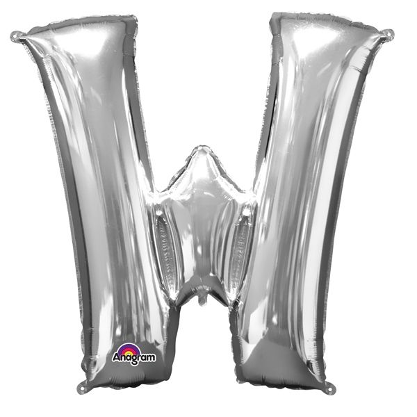 Der Buchstabe W als Miniballon, silbern, selbst verschließend, 1 Stück