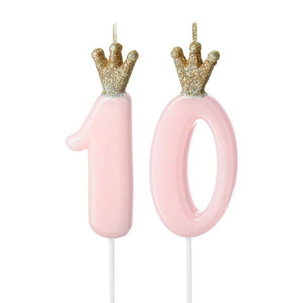 Zahlenkerzen-Set zum 10. Geburtstag in rosa