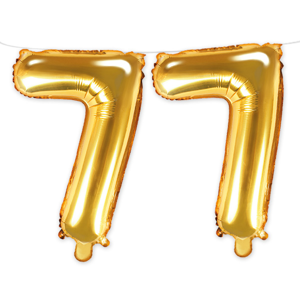 77. Geburtstag, Zahlenballon Set 2 x 7 in gold, 35cm hoch