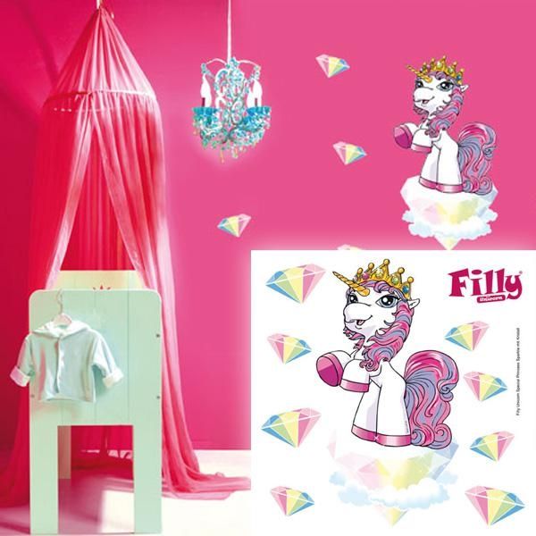 Wandtattoo Filly Unicorn 9-teilig, Kinderzimmerdeko für Mädchen