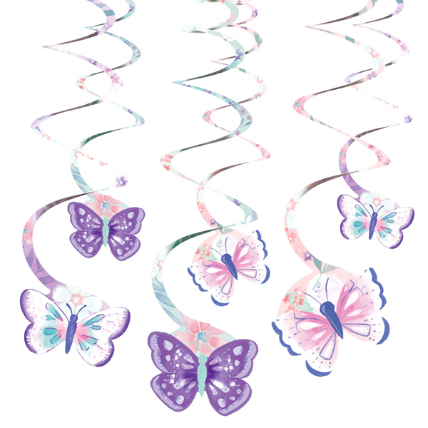 6 Deko-Spiralen, Butterfly, 14cm x 10cm
