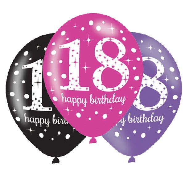 Luftballons zum 18. Geburtstag, 6 Stk, 27,5cm