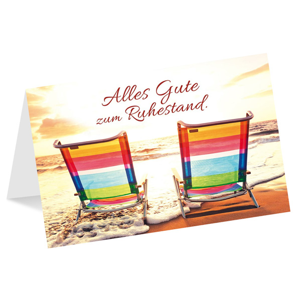 "Alles Gute zum Ruhestand" Karte mit Strandmotiv inkl. Umschlag