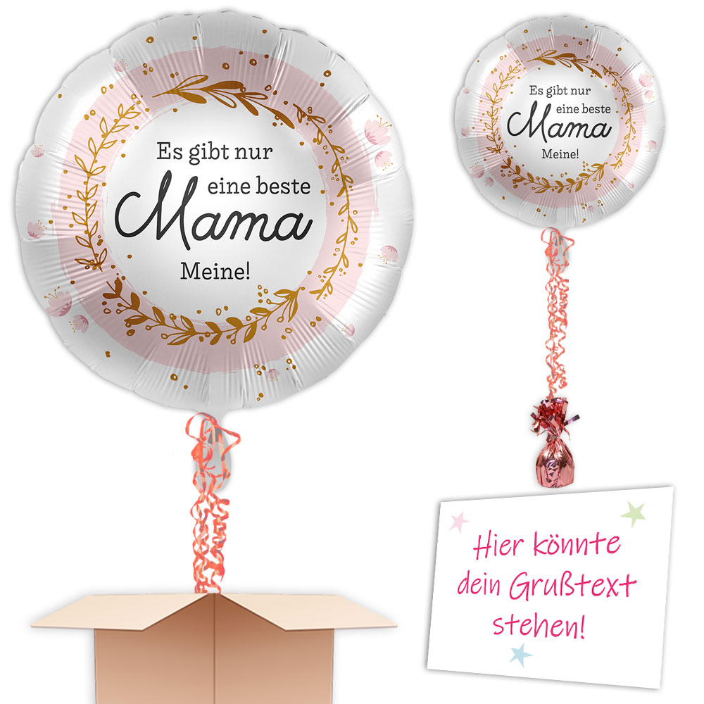 Geschenkballon im Karton "Beste Mama" Ø 35cm 