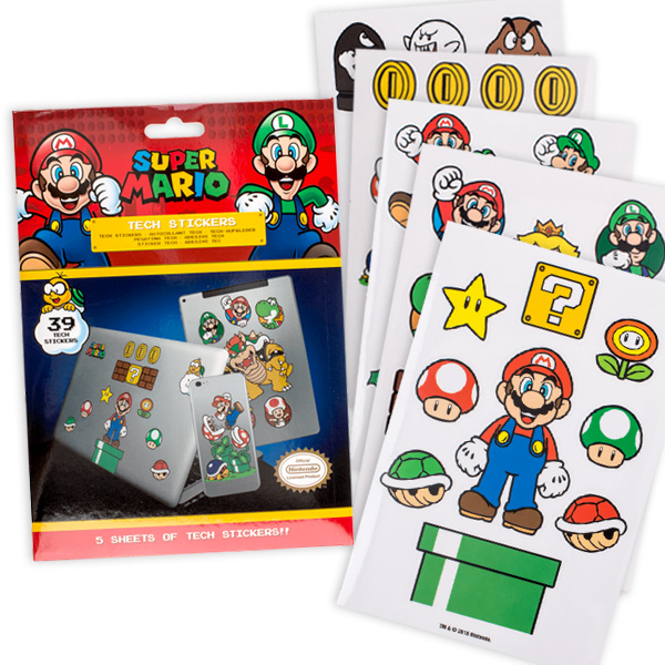 Super Mario Tech-Sticker, selbstklebend, 39 Stück
