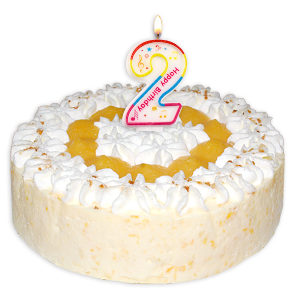 Zahlenkerze "2" mit Happy-Birthday-Aufdruck