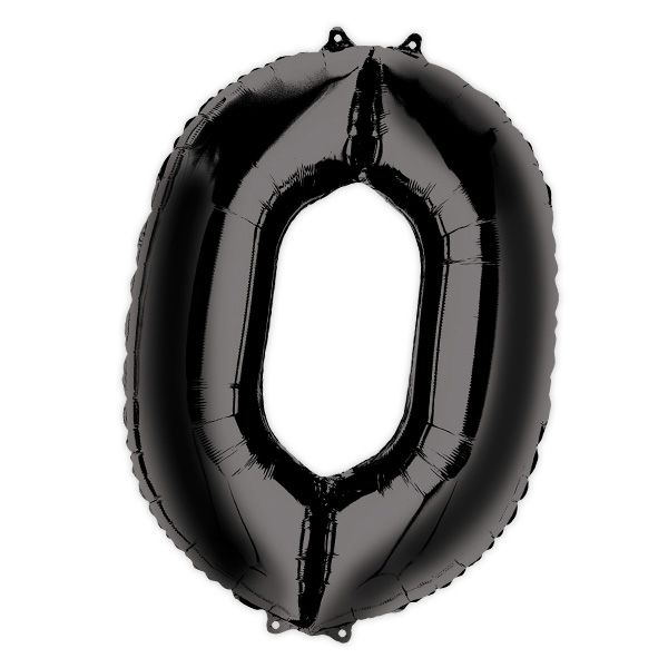 Folienballon Zahl "0" in Schwarz, 1&nbsp;Zahlenballon für runde Geburtstage
