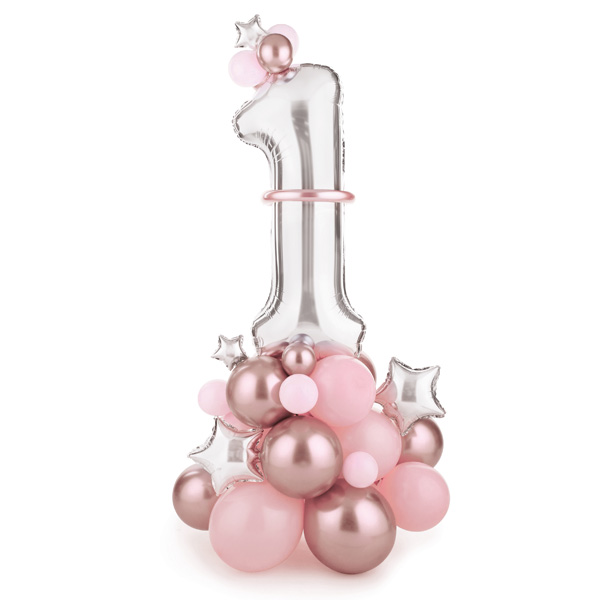 Ballon-Strauß zum 1 Geburtstag in rosa, 90cm x 140cm