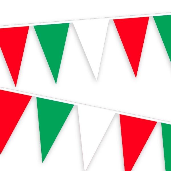 Wimpelkette grün-weiß-rot 4 m Folie in den italienischen Landesfarben