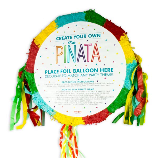 Zugpinata selbst dekorieren 45 cm, z.B. runden Folienballon aufkleben