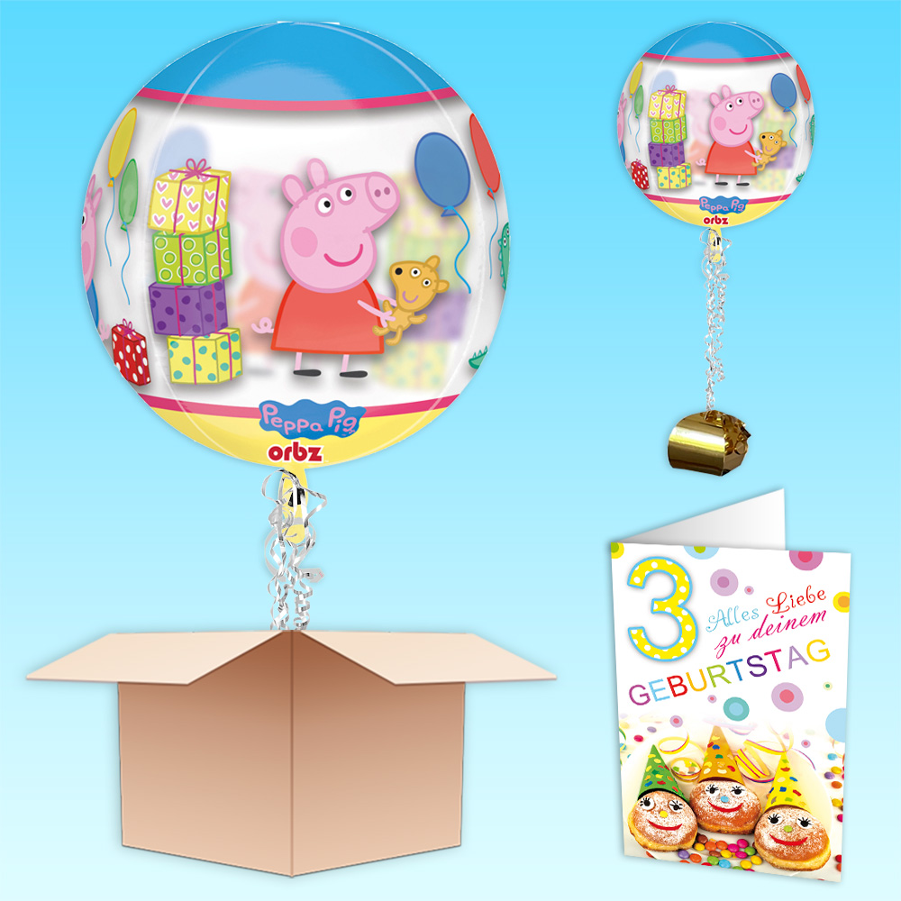 Ballongruß Peppa Wutz, Bubble-Ballon im Karton