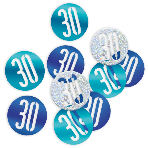 HappyBirthday Glitzerkonfetti als 30, blau-silberne Konfettis