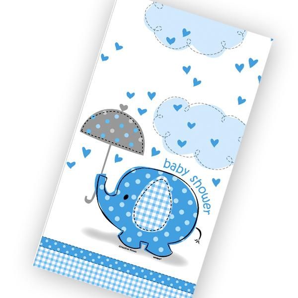 Tischdecke blauer Elefant 1,4×2,1m für Baby Shower Partys Jungs