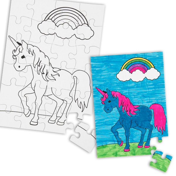 Einhorn Puzzle zum selbst Bemalen, 15cm x 21cm, 2er Pack Einhorn Puzzle zum selbst Bemalen, 15cm x 21cm, 2er Pack