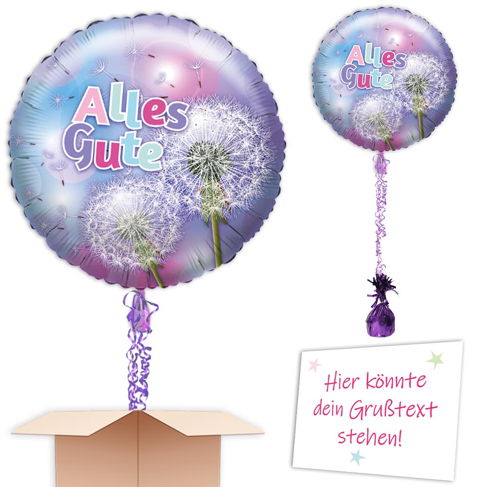 "Alles Gute" mit gefüllten Folienballon wünschen