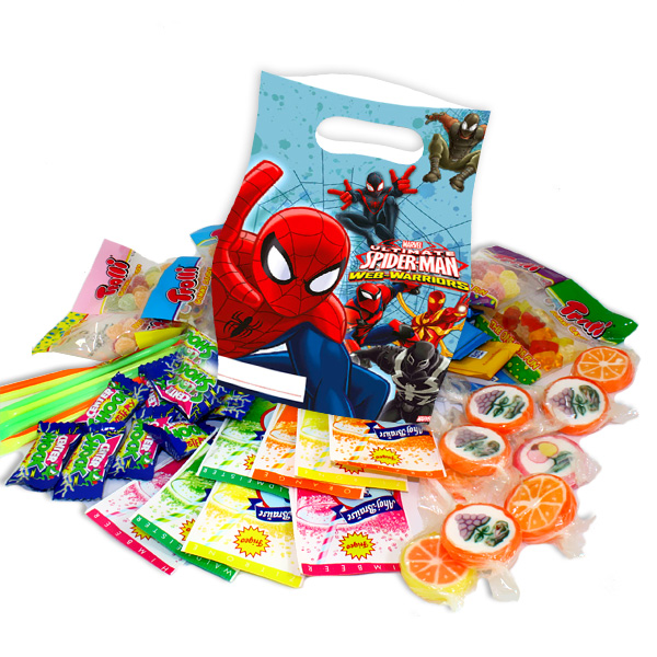 Mitgebseltüte Spiderman, 6er + Süßigkeiten-Set