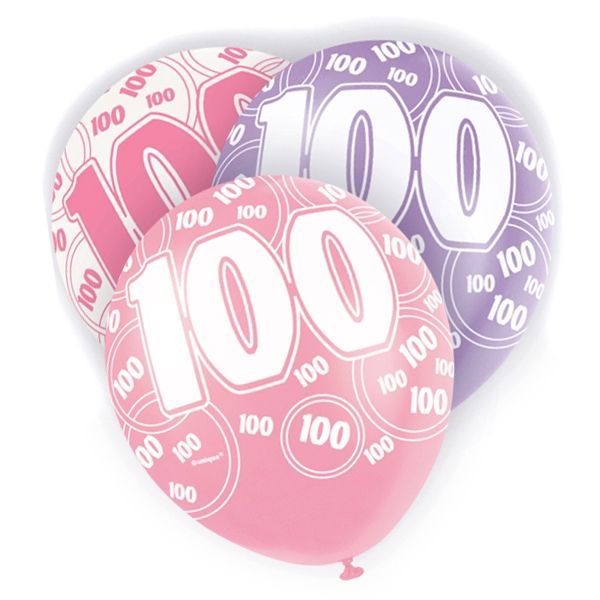 Latexballons zum 100. Jubiläum, lila/pink/weiß, 30cm