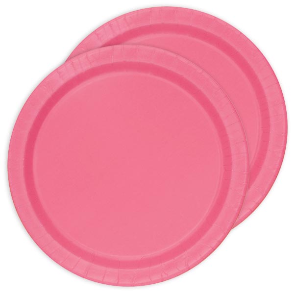 Kuchenteller einfarbig pink, 8 Stück, Einwegteller für Mädchen, 23 cm