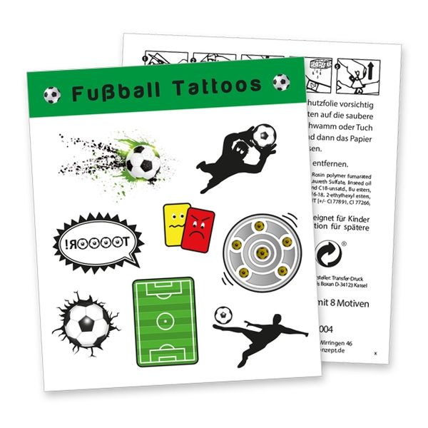 Tattoobogen "Fussball" mit 8 Tattoos