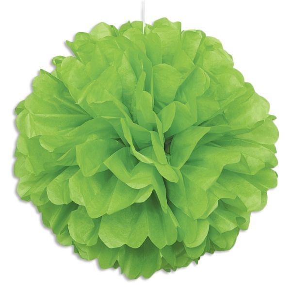 Puffball limettengrün Papier 40 cm, grüner Pompom als Hängedeko