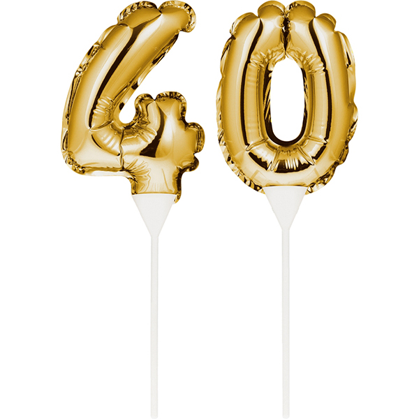 Kuchenpicker Folienballon Gold Zahl 40