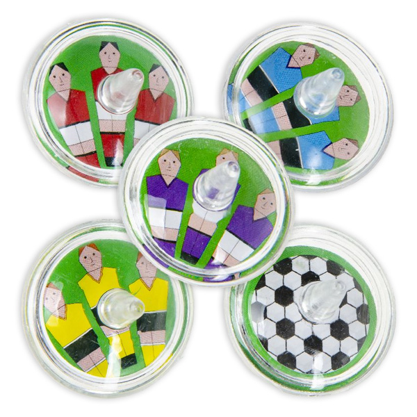Fußball Kreisel aus Kunststoff, 12er Pack, 3,5 cm, als Mitgebsel zur Fußballparty