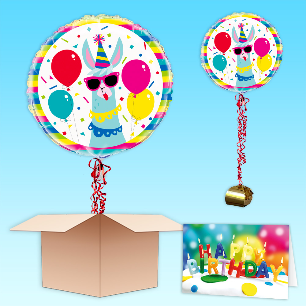 Ballongruß "Lama", Folienballon im Karton