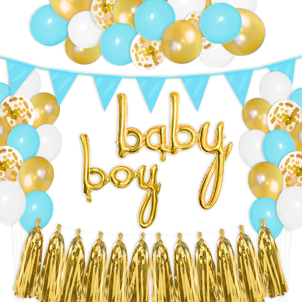 Baby Boy Blau-Gold-Weiß Deko-Set Jungen, Raumdeko